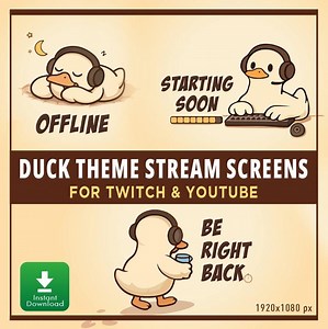 Gamer Duck Twitch Stream Screens: Offline, Starting Soon, BRB Duck OBS Overlay (digital Download) - Etsy UK