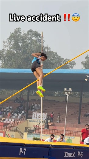 Pole voult fail jump girl leg injury #indianflag #trackwork #athletics #army