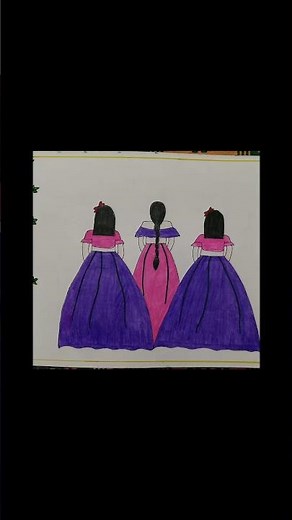 How to draw a three Girl best sister's || very easy sketch for beginner || Friend sister drawing.