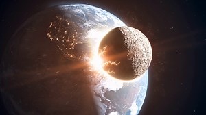 The Moon Crashing Into Planet Earth Causing Stock Motion Graphics SBV-348858836 - Storyblocks