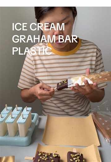 Homemade Ice Cream in Plastic Graham Bar Packaging