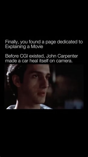Explaining a Movie on Instagram: "In Christine (1983), John Carpenter had to bring Stephen King’s possessed Plymouth Fury to life without digital effects. By '83, CGI was still in its early stages and not practical to use for entire scenes or sequences. To film Christine “fixing” herself, the crew built rubber replicas of the car’s panels, crushed them with hydraulics, and then ran the footage in reverse. What looks like metal regenerating was actually destruction played backward, every dent unb