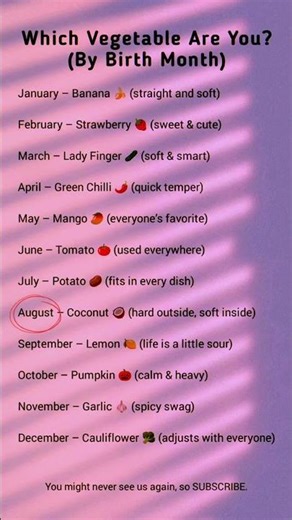 Which Vegetable Are You by Birth Month 😂🥦