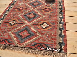 Kilim Rug, Handwoven, Wool and Jute Rug Handmade, Kilim Dhurrie Rug, Traditional Indian Jute Area Rug - Etsy