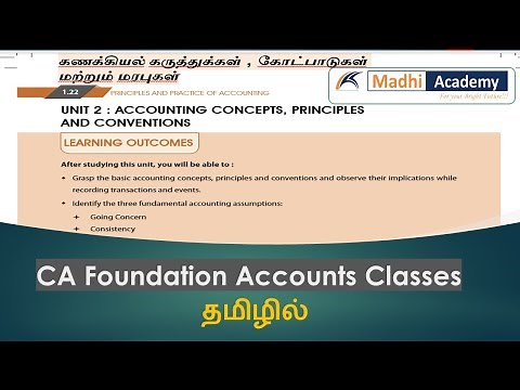 Accounting Concepts , Principles & Conventions in Tamil for CA Foundation Accounts Chapter 1 Unit 2