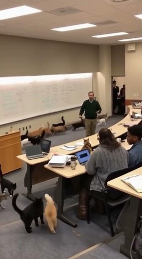 Cats CRASH University Lecture! 😹 | AI Generated Chaos #shorts #funny #aivideo