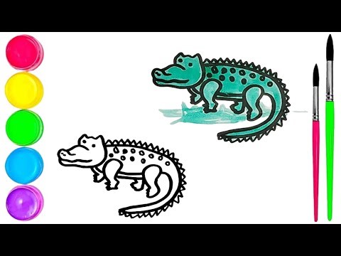How To Draw cute Alligator Drawing, Painting & water Coloring For Kids and Toddlers_🌈🎨