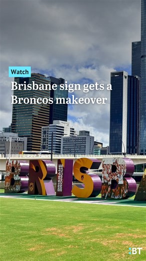 Brisbane Times on Instagram: "Our city’s beloved Brisbane sign has had another makeover, and this time its in tribute to the NRL and NRLW Premiership winners, the mighty Brisbane Broncos. The sign, which sits on the river at South Bank, had its most recent upgrade in April when it was redesigned to showcase different bucket-list attractions in the region, such as the CityCat and Brisbane Wheel. What do you think of this new design?"