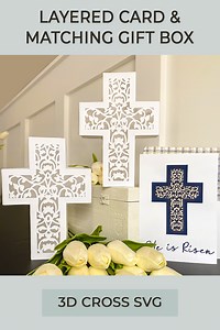 3D Cross SVG File: Layered Mandala & Box Design