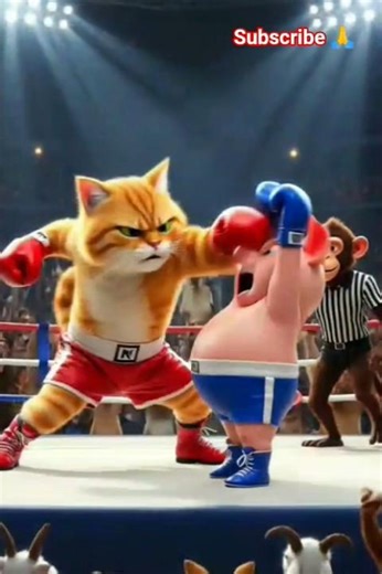 Cat vs Pig Boxing Match Gets Crazy… The Comeback Shocked Everyone! #shortvideo #funny #cats #fyp