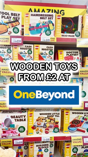 Ashleigh Money Saver on Instagram: "If you’re on the hunt for cheap wooden toys, budget kids’ gifts, or affordable Christmas presents, you need to see the wooden toy range at @onebeyondretail 👀😍 I’d never even been in before, but I kept hearing people say they had wooden toys from just £2 and it’s true!! 👏🏼 So many pretend play sets, puzzles, role-play toys, little wooden vehicles, and full playsets - and the prices genuinely rival Aldi and Lidl’s wooden toy events!!! Perfect if you’re doing