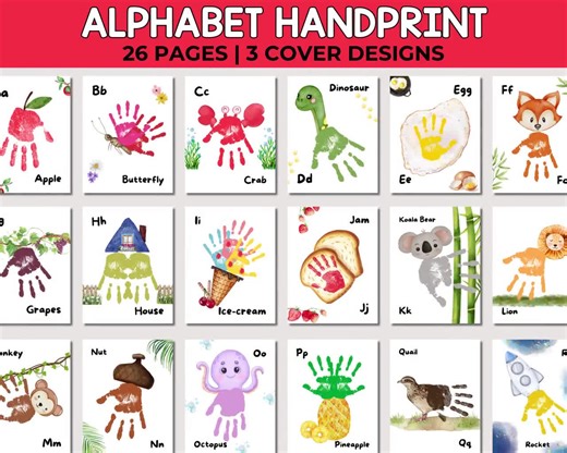Alphabet Handprint Book, ABC Handprint Craft, DIY Alphabet Book, ABC Book Template, Pre-k Memory Book, First Abc Book,handprint Alphabet Art - Etsy