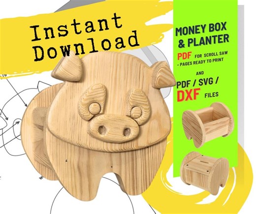 Woodworking Pig No.4 Design for Unique Home & Garden Decoration | PDF | SVG | DXF | Scroll Saw - Etsy