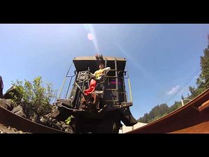 steam train running over camera, 4k