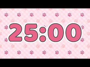 🐾 25 Minute Timer With Relaxing Lofi Music, Alarm & Cute Paw Prints | 4K Countdown