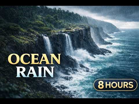 Ocean Cliff Rain 🌧️🌊 Deep Sleep Ambience | Relaxing Waves & Rain Sounds (8 Hours)