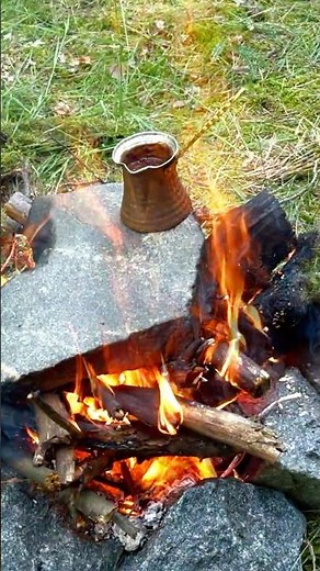 Wild Campfire Coffee Brewed on a Hot Stone in the Forest | Outdoor Coffee ASMR