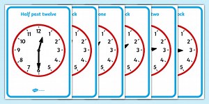 O' Clock and Half Past on Clocks Display Posters