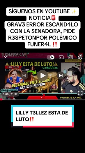 SÍGUENOS EN YOUTUBE ✨ NOTICIA🚨 GRAV3 ERROR ESCAND4LO CON LA SENADORA, PIDE R3SPETONPOR POLÉMICO FUNER4L ‼️ https://youtu.be/jYerumObGO0?si=AAhcXwd_IQL-4At_ Ñ ##EstadisticaPolitica##NotitopsMx##BenditasRedesSociales##LasNewsConJesus##MEXICO#MÉXICO#MORENA