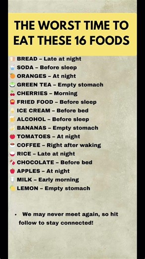 The Worst Time to Eat These 16 Foods (Food Timing Mistakes to Avoid) #wholefooddiet #foodswap #eat