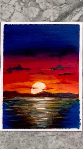 Easy Sunset Drawing / How to paint sunset easy #short #ytshort #acrylicscenery #drawing