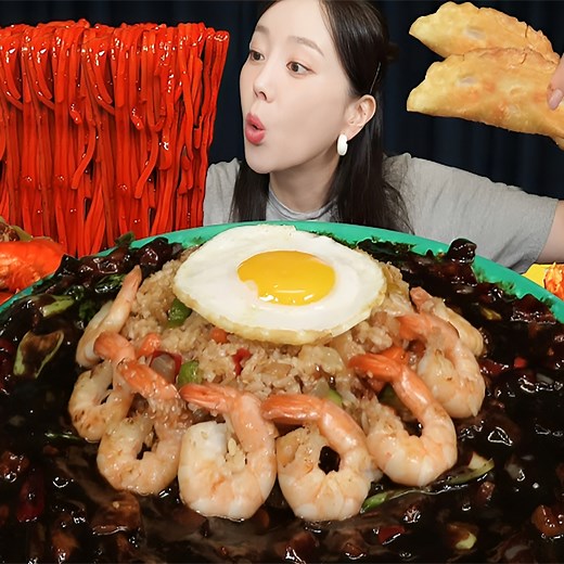 78K views · 1.6K reactions | Seafood Jjajang Fried Rice & Spicy Seafood Jjamppong | MUKBANG ASMR . . . . . . . . . . . . . . #mukbangasmr #foodsounds #eatingshow #asmreating | Team Ssoyoung Mukbang Production | Facebook