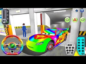 New Rainbow McQueen car Parking in Garage - 3D Driving Class Simulator - Best Android GamePlay