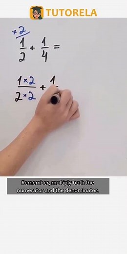 Fraction Addition: Solving 1/2 + 1/4 Explained #Math #OperationsWithFractions #AdditionOfFractions