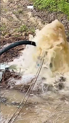Well Cleaning in Action: Amazing Water Spraying Scene