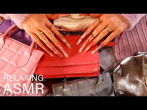 ASMR Tapping & Scratching on Thrifted Bags (🎧 soft spoken, tapping, scratching)