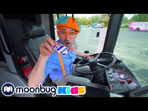 Blippi Explores a Bus | Cars, Trucks & Vehicles Cartoon | Moonbug Kids