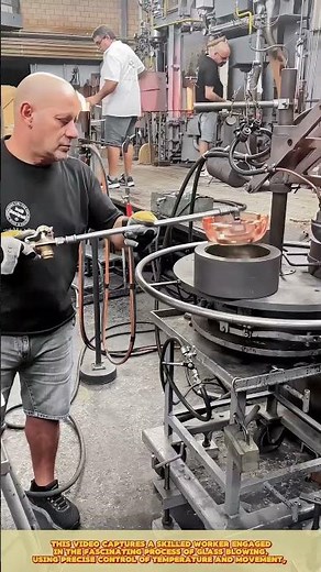 Glass blowing: Skilled worker shapes molten glass, controls temperature & creates perfect symmetry