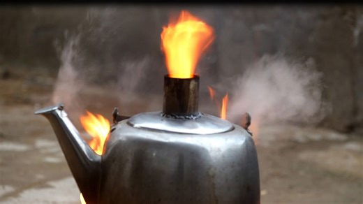 Few people know about this jet burner with waste oil and water