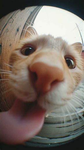 So Cute! 🥺💕 The fisheye cat knocks and kisses the lens かわいすぎ！🥺💕魚眼レンズの猫がノックしてレンズにキス #shorts #ging