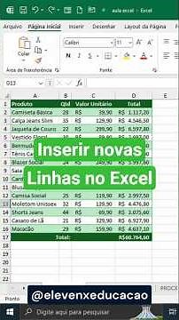 Adicionar linhas na planilha sem mexer nas fórmulas Excel | #shorts