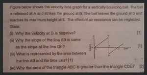 Figure below shows the velocity time graph for a vertically bou... | Filo