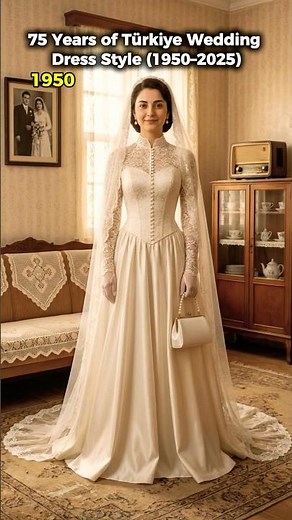 75 Years of Türkiye Wedding Dress Style (1950–2025) #weddingdresses #ai #wedding #evolution