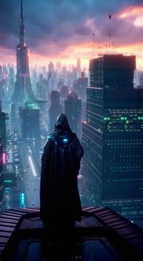 "Cyberpunk City in Rain | Futuristic Aerial Drone Shot with Synthwave Ambience"