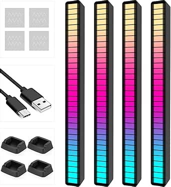 Soulpunk RGB Rechargeable Sound Control Light, Voice-Activated Pickup Music Rhythm Lights, Ambient Light, for Car, Gaming Room Decorations（4Pack）