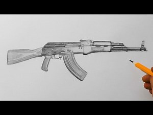 How to Draw an AK 47 || Pencil Drawing - Videos For Kids