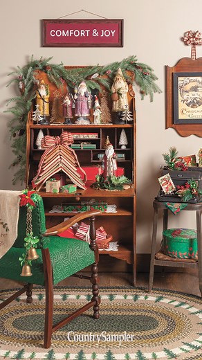Ever wonder what goes on off camera in our studio? Here's a little bit of what our awesome stylist Carolynn Geesaman does behind the scenes to create her imaginative vignettes! See more of her creative displays in our Winter 2025 issue, on newsstands NOW! | Country Sampler Home