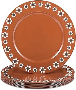 Jinei 10 Pcs 13 Inch Platos De Barro Floral Mexican Charger Plates Talavera Dish Plates Platos De Barro Mexicanos for Mexican Birthday Wedding Cinco Mayo Party Decorations(Classic)