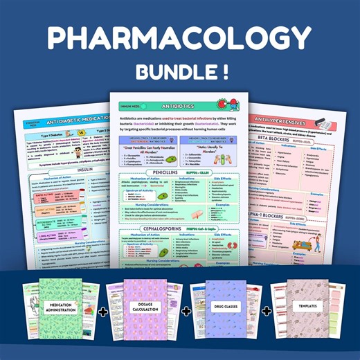 Pharmacology Nursing Study Guide Bundle, 140 Drug Classes, Cardiac, Psych, Immune, Maternity, Endocrine, Medication Dosage Calculations - Etsy