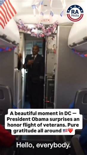168K views · 29K reactions | A beautiful moment in DC — President Obama surprises an honor flight of veterans. Pure gratitude all around ❤️ Follow @reallyamericanmedia for more | Really American | Facebook