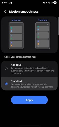 How to change Screen refresh rate on Samsung