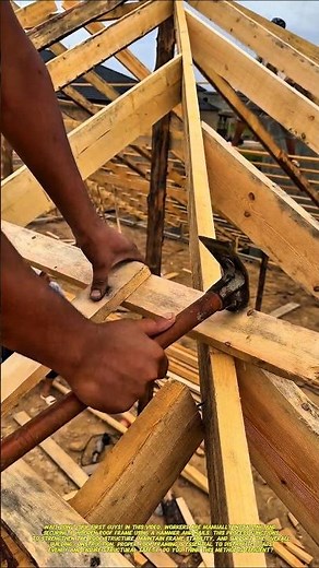 Traditional Roof Frame Installation | Manual Carpentry Construction Technique.