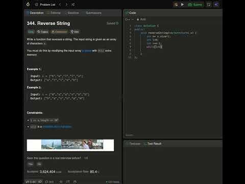 String Reversal (Two Pointer Approach in C++)