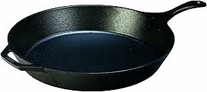 Lodge Seasoned Cast Iron Skillet - Frying Pan for the Stove, Grill or Campfire - Cooks Evenly - Features Easy-Grip Teardrop Handle - Non-Toxic, Nonstick & Long-Lasting - 15 Inches
