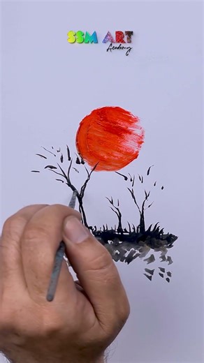 Satisfying Sunset Painting Tutorial 🧡 | SSM Art #shorts