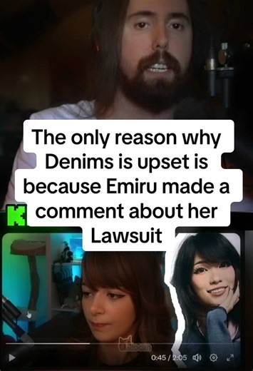 The only reason why Denims is upset is because Emiru made a comment about her Lawsuit #emiru #denims #asmongold